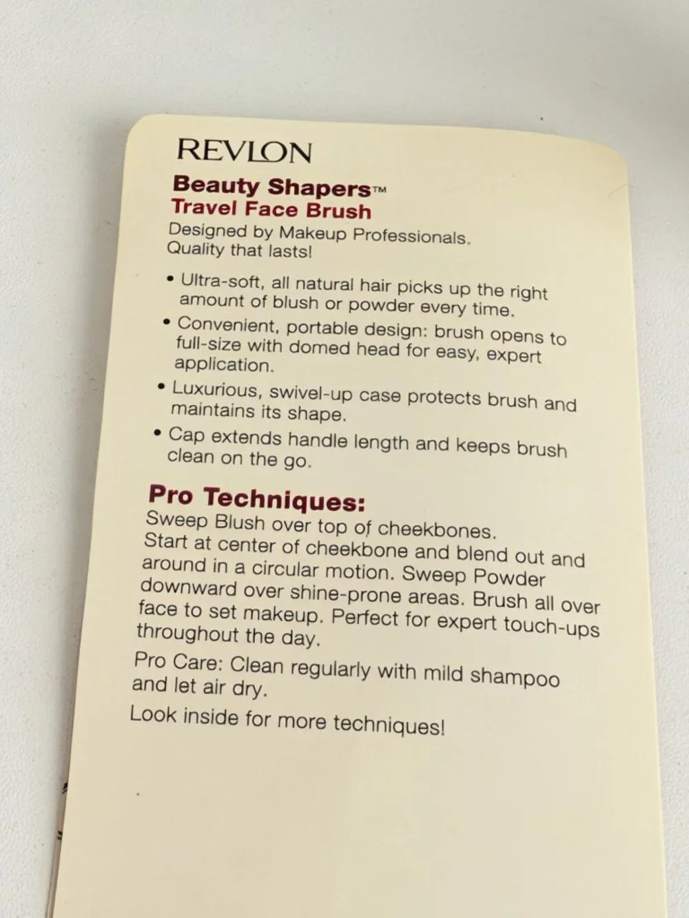 Revlon Beauty Shapers Travel Face Brush Retractable New 100% Natural Hair